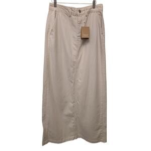 Reformation Myles Denim Maxi Skirt Cream Fior Di Latte Light Academia‎ Sz 29